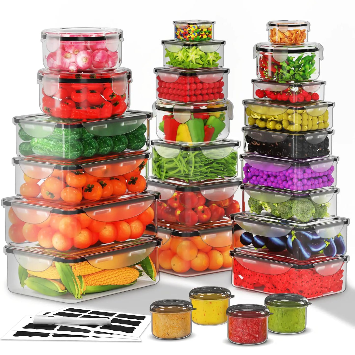 52 Pack Large Food Storage Containers with Lids-Total 640 Oz 85 OZ to Small Box(26 Boxes26 Lids)Airtight Plastic containers-Meal Prep Containers for Kitchen Pantry Organizers-Freezer Microwave safe
