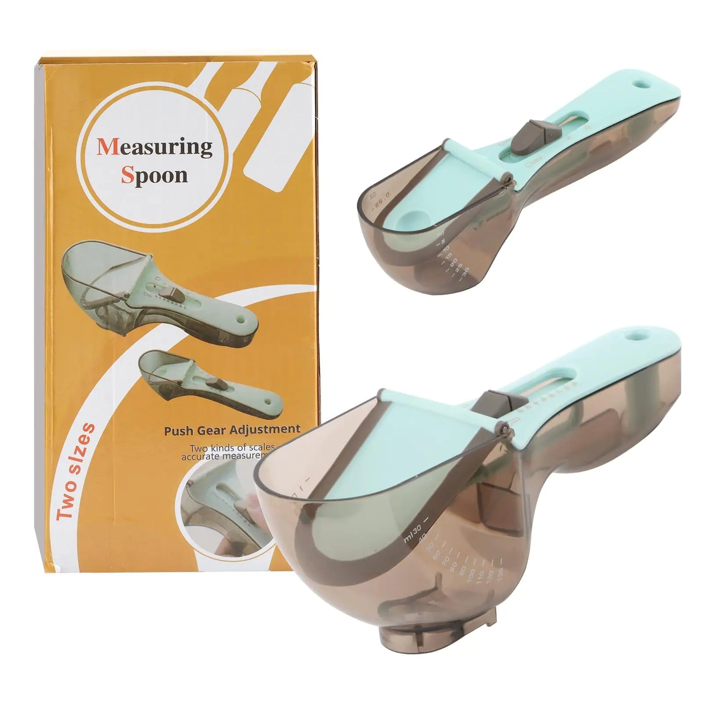 2pcs Adjustable Measuring Spoon Measuring Cup and Spoons Set Adjustable Scale Measuring Scoop Precise Portable for Cooking Food/Coffee/Flour S & L