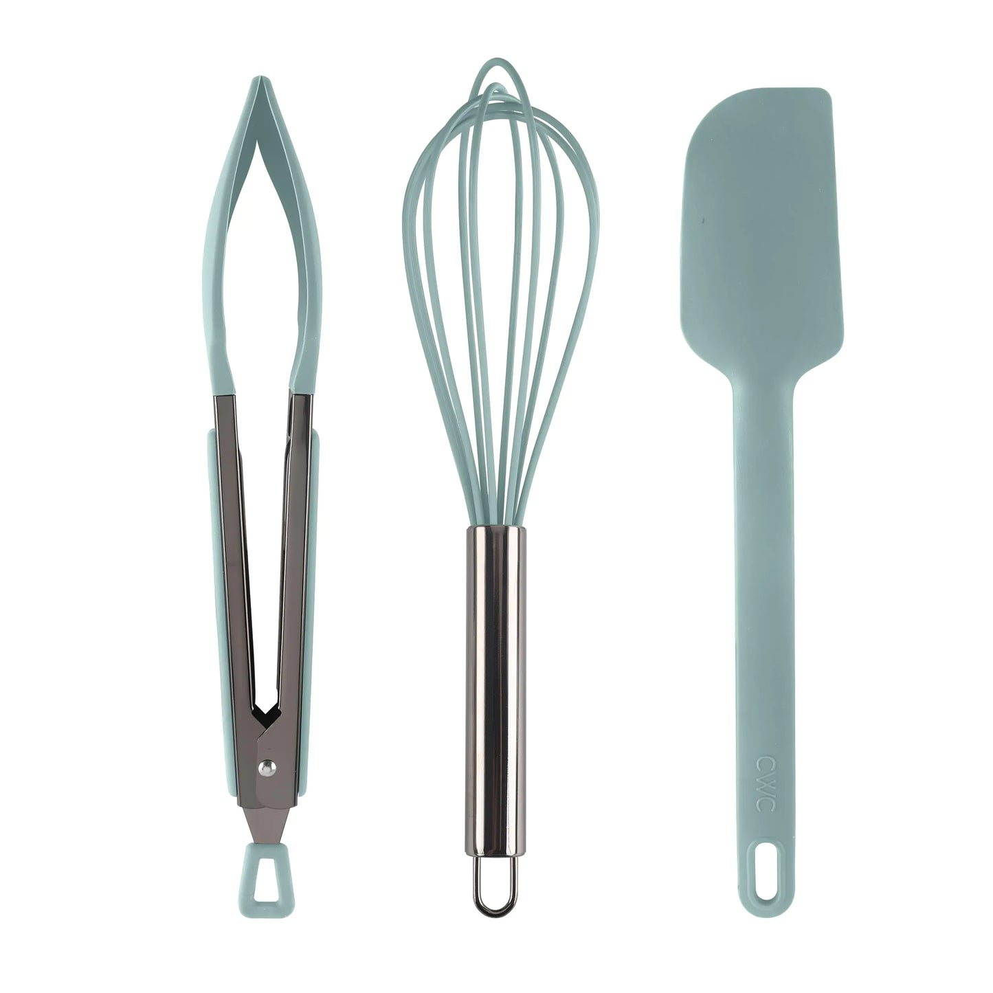 COOK WITH COLOR Stainless Steel Silicone Tipped Kitchen & BBQ Tongs Set 3 Pc Utensils Green